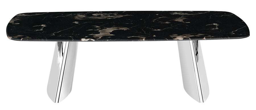 Stolik Kawowy Prostokątny Marmur Naturalny 130x80 Nogi Inox Munich