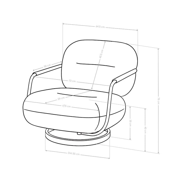 Fotel Wypoczynkowy Obrotowy Tapicerowany Bouclé Nogi Stalowe Modena