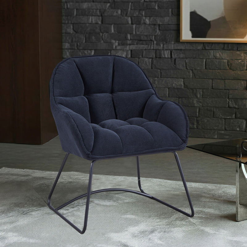 Fotel Wypoczynkowy Tkanina Premium Loft Nogi Stalowe Malowane Verona — Czarny
