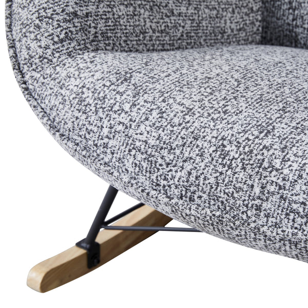 Fotel Wypoczynkowy Bujany Tkanina Premium Szary Nowoczesny Nogi Z Drewna Firenze
