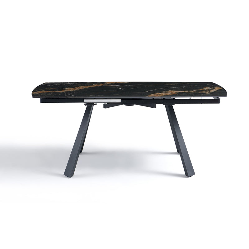 Stół Do Jadalni Ceramiczny 120–180x80 Marmur Nogi Metalowe Czarne Zen — Czarny