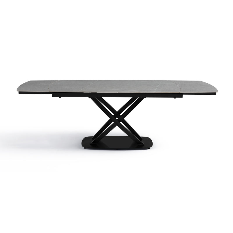 Stół Do Jadalni Ceramiczny 160–240x90 Marmur Nogi Stalowe Czarne Axis — Szary