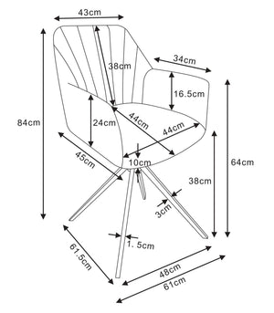 Krzesło Obrotowe Do Jadalni Tapicerowane Nogi Stalowe Malowane Prism