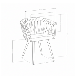 Krzesło Do Jadalni Welurowe Plecione Nowoczesne Nogi Stalowe Czarne 2308