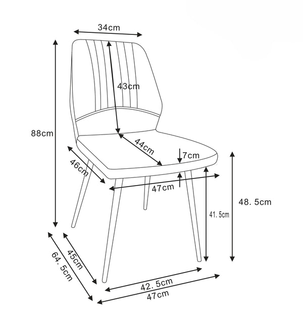 Krzesło Do Jadalni Tapicerowane Nogi Stalowe Malowane Czarne Pulse