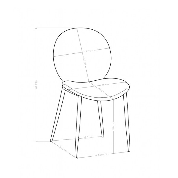 Krzesło Do Jadalni Welurowe Stalowe Nogi Malowane Proszkowo 25035