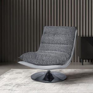 Fotel Wypoczynkowy Obrotowy Tkanina Premium Nowoczesny Nogi Chrom Lucca