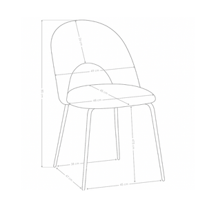 Krzesło Do Jadalni Welurowe Z Czarnymi Stalowymi Nogami Minimal 3098