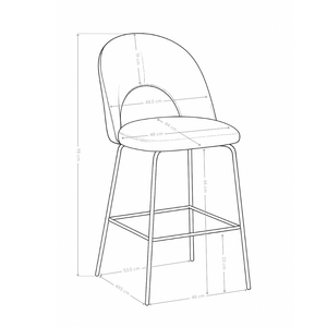 Hoker Barowe Welurowe Nowoczesne Wysokie Stalowe Nogi Czarne 3099