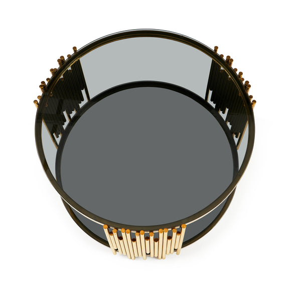 Nowoczesny stolik kawowy okrągły z szkła Nexus 80cm