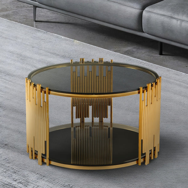 Nowoczesny stolik kawowy okrągły z szkła Nexus 80cm