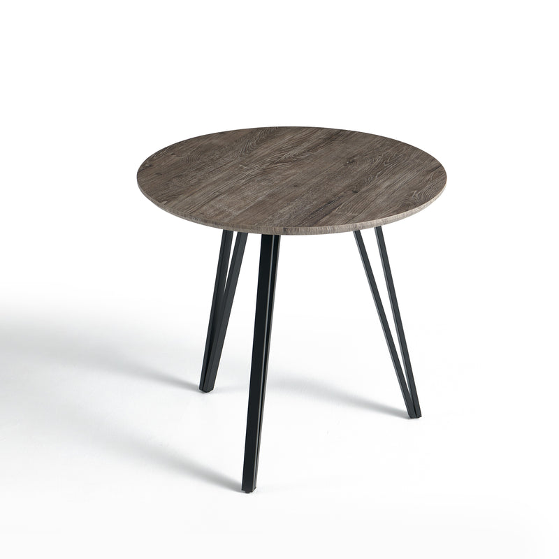 Stół Do Jadalni Okrągły Ø80cm Loft Kolor Drewna Nogi Stalowe Proszkowe HT-15 — Dąb Szary