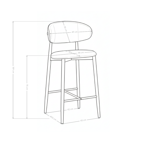 Hoker Barowy Tapicerowany Loftowy Metalowa Rama w Kolorze Drewna 6083H