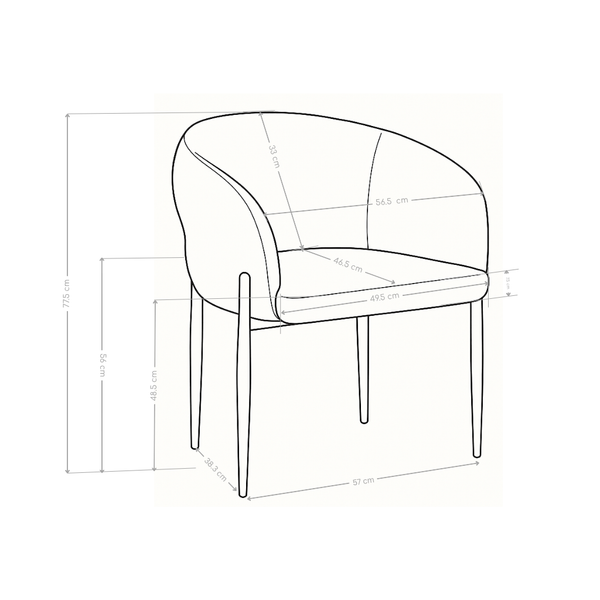 Krzesło do jadalni z miękkiej tapicerki Zurich