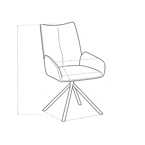 Krzesło do jadalni obrotowe z miękkiej tapicerki Cashmere