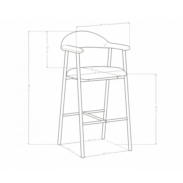 Hoker Barowy Tapicerowany Loft Stalowa Rama w Kolorze Drewna 6326H