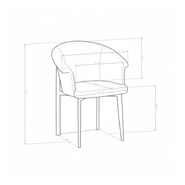 Krzesło Do Jadalni Tapicerowane Z Podłokietnikami Nogi Czarne 6345