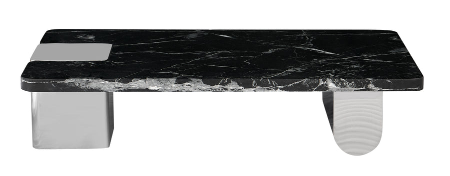 Stolik Kawowy Prostokątny Marmur Naturalny 140x80 Nogi Inox Unity