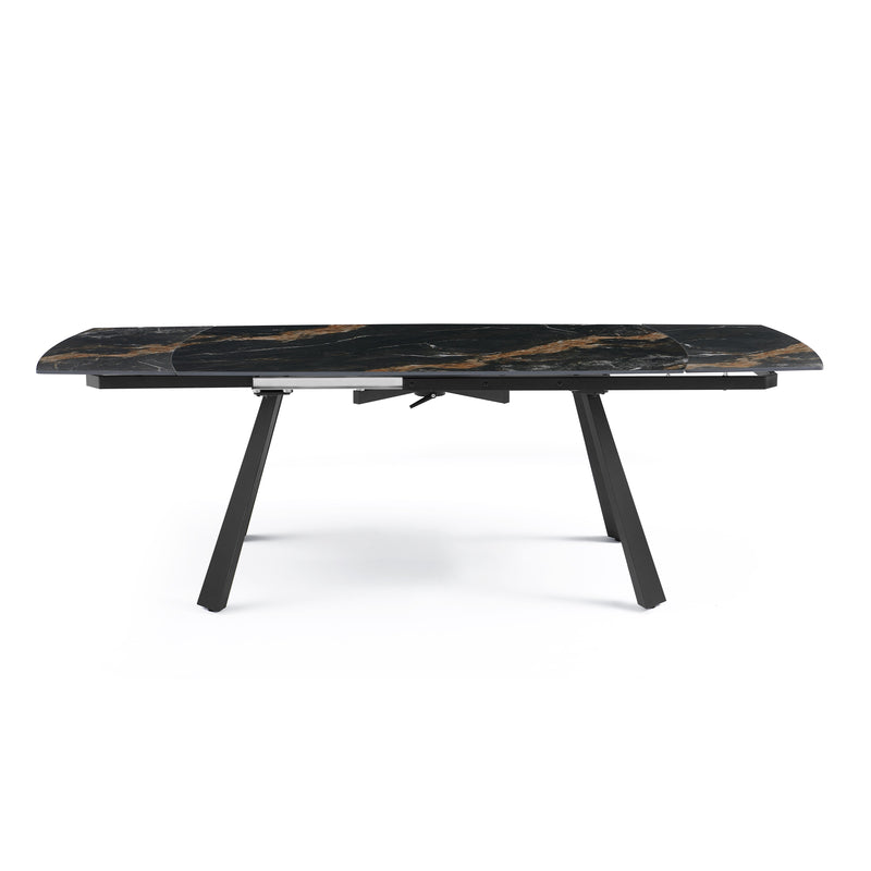 Stół Do Jadalni Ceramiczny 160–240x90 Marmur Nogi Metalowe Czarne Light — Czarny