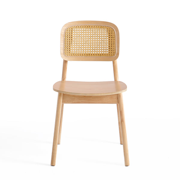 Krzesło Naturalne Drewniane W Kolorze Dębu z Oparciem Rattanowym Loft HSC2515