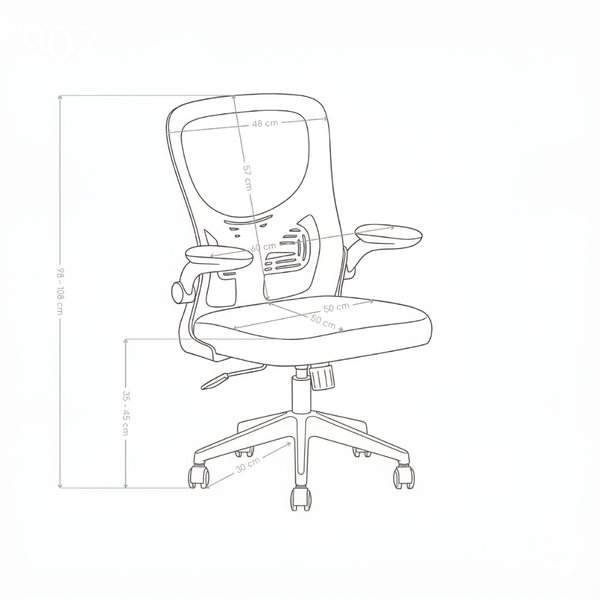 Fotel Biurowy Ergonomiczny Obrotowy z Siatkowym Oparciem na Kółkach 902