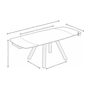 Stół Do Jadalni Ceramiczny 140–210x90 Marmur Nogi Metalowe Czarne Lux