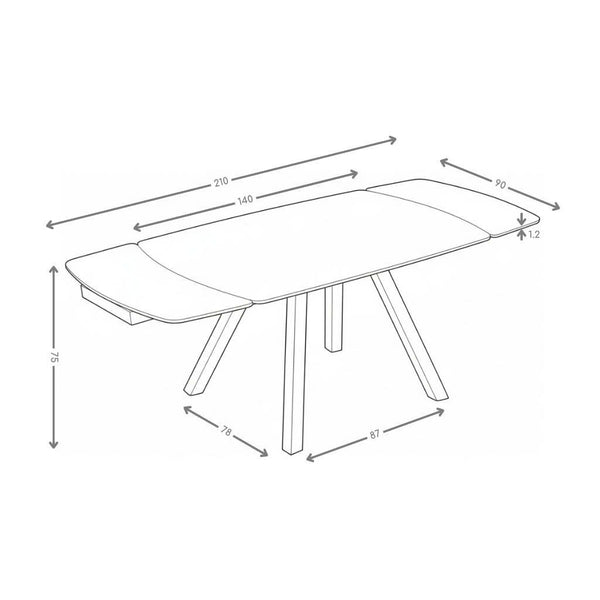 Stół Do Jadalni Ceramiczny 140–210x90 Marmur Nogi Metalowe Czarne Lux