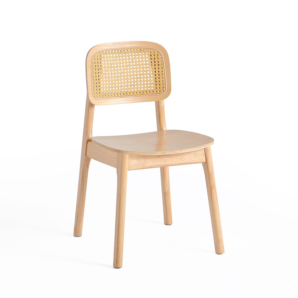Krzesło Naturalne Drewniane W Kolorze Dębu z Oparciem Rattanowym Loft HSC2515