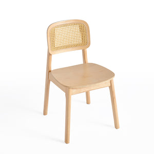 Krzesło Naturalne Drewniane W Kolorze Dębu z Oparciem Rattanowym Loft HSC2515