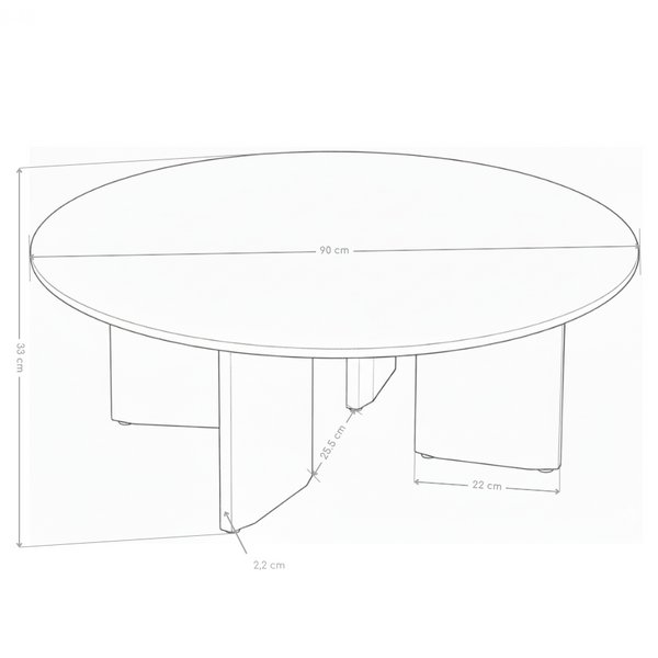 Stolik Kawowy Okrągły Kamień Naturalny 90x90 Nogi Stal Still