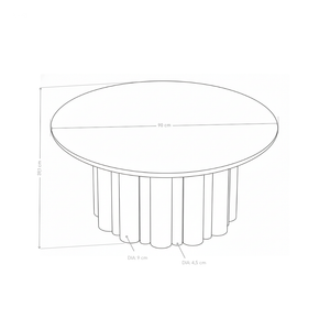 Stolik Kawowy Okrągły Kamień Naturalny 90x90 Nogi Inox Column