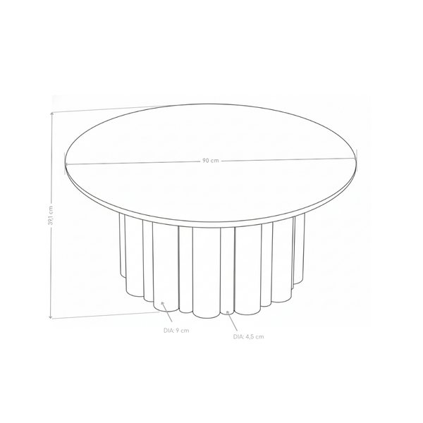 Stolik Kawowy Okrągły Kamień Naturalny 90x90 Nogi Inox Column