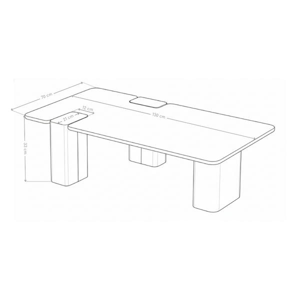 Stolik Kawowy Prostokątny Kamień Naturalny 130x70 Nogi Inox CALM