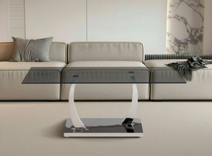 Stolik Kawowy Prostokątny 120×60cm ze Szkła Hartowanego Chromowany Stelaż GLOW