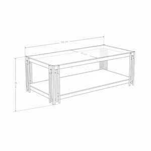 Stolik Kawowy 120x60 Szklo Hartowane Zlota Rama LINE