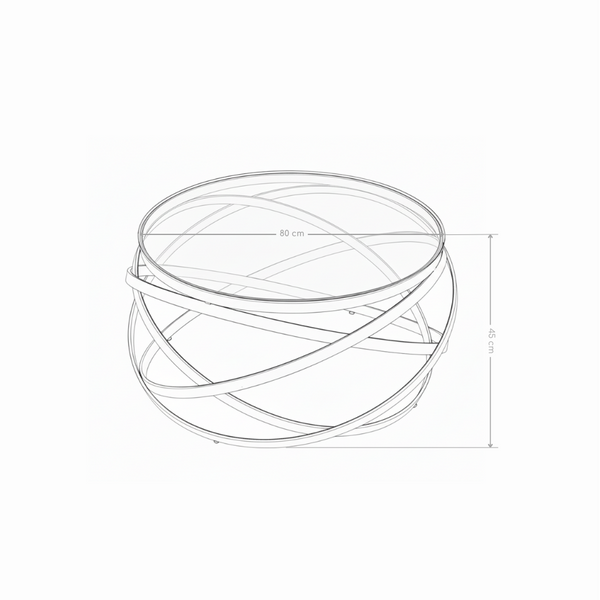 Stolik Kawowy Okrągły 80x45 Hartowane Szkło Malowana Proszkowo Stal ORBIT