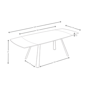 Stół Do Jadalni Ceramiczny 160–240x90 Marmur Nogi Metalowe Czarne Light