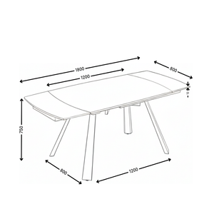 Stół Do Jadalni Ceramiczny 120–180x80 Marmur Nogi Metalowe Czarne Zen
