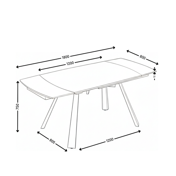 Stół Do Jadalni Ceramiczny 120–180x80 Marmur Nogi Metalowe Czarne Zen