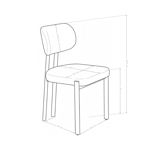 Krzesło Do Jadalni Tapicerowane Nowoczesne Nogi Stalowe Czarne Elysian