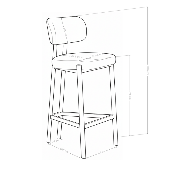 Hoker Barowe Tapicerowane Nogi Stalowe Malowane Proszkowo DR2514