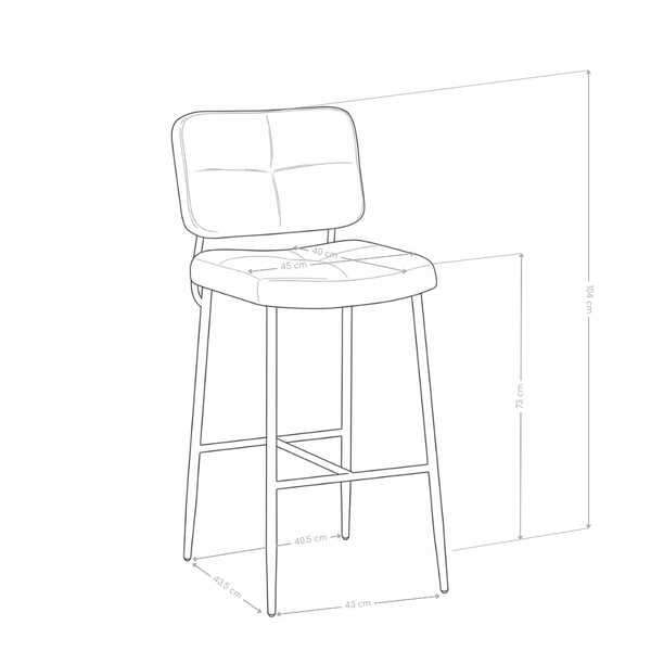 Krzesło Barowe Tapicerowane Nogi Stalowe Malowane Proszkowo Aria