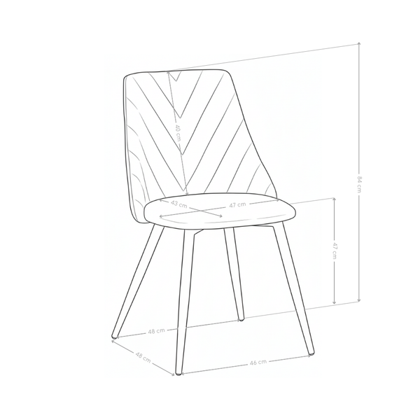 Krzesło Do Jadalni Welurowe Nogi Stalowe Malowane Proszkowo Zephyr