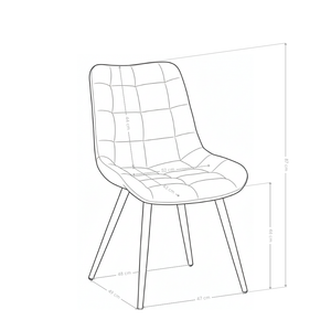 Krzesło Do Jadalni Tapicerowane Nowoczesne Nogi Stalowe Czarne Avanti