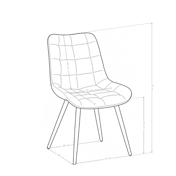 Krzesło Do Jadalni Tapicerowane Nowoczesne Nogi Stalowe Czarne Avanti