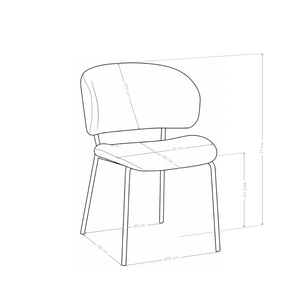 Krzesło Do Jadalni Tapicerowane Nowoczesne Nogi Stalowe Czarne Luminairen