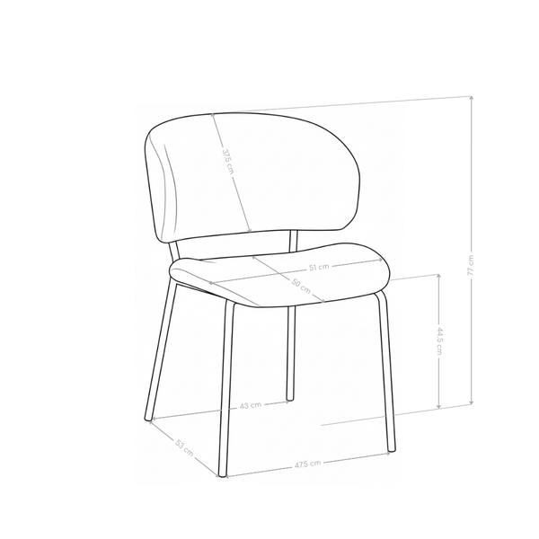 Krzesło Do Jadalni Tapicerowane Nowoczesne Nogi Stalowe Czarne Luminairen