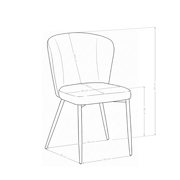 Krzesło Do Jadalni Tapicerowane Nowoczesne Nogi Stalowe Czarne Solstice