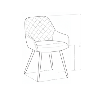 Krzesło Do Jadalni Welurowe Pikowane Nogi Stalowe Malowane Opulence