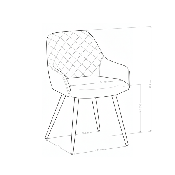 Krzesło Do Jadalni Welurowe Pikowane Nogi Stalowe Malowane Opulence